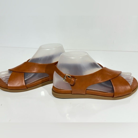 AEROSOLES Brown crisscross strap flat slingback sandals size 6 - Picture 6 of 8